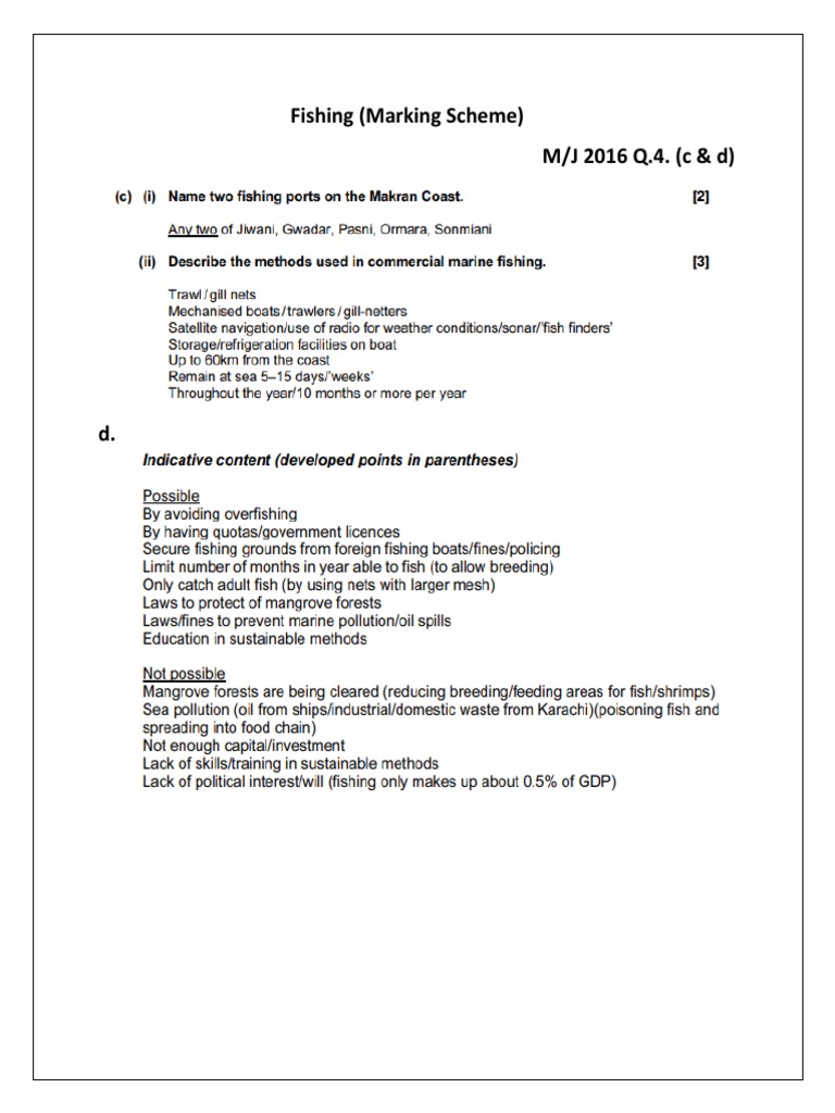 Fishing (Marking Scheme) | PDF