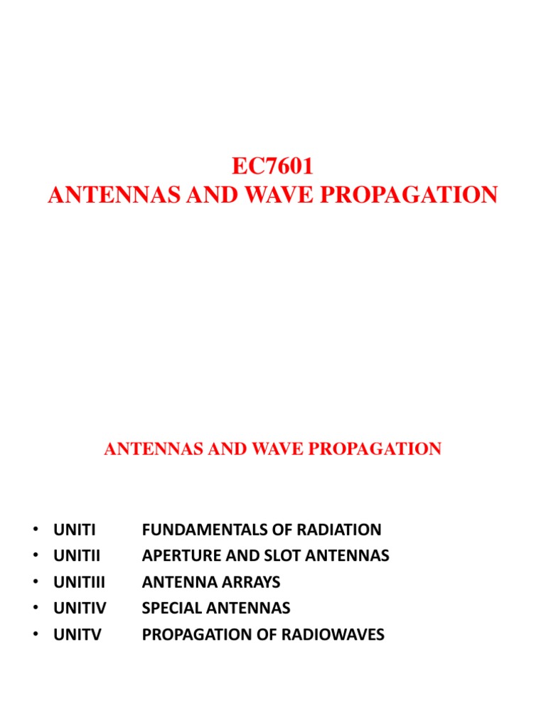 EC7601 Antennas and Wave Propagation PDF Antenna (Radio