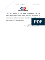 Corrigendum: File No. BECIL/HR/CAQM/Advt.2021/76/Corrigendum Dated: 17.08.2021