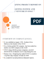 Summer Training Project Report On " Budgeting System and Joint Venture in Ongc ''