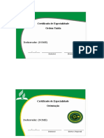 Certificado de Especialidade Ordem Unida: Desbravador: (NOME)