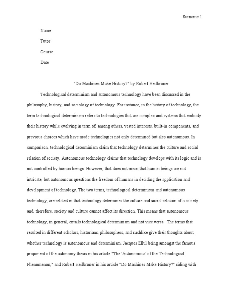 Do Machines Make History PDF Autonomy Determinism