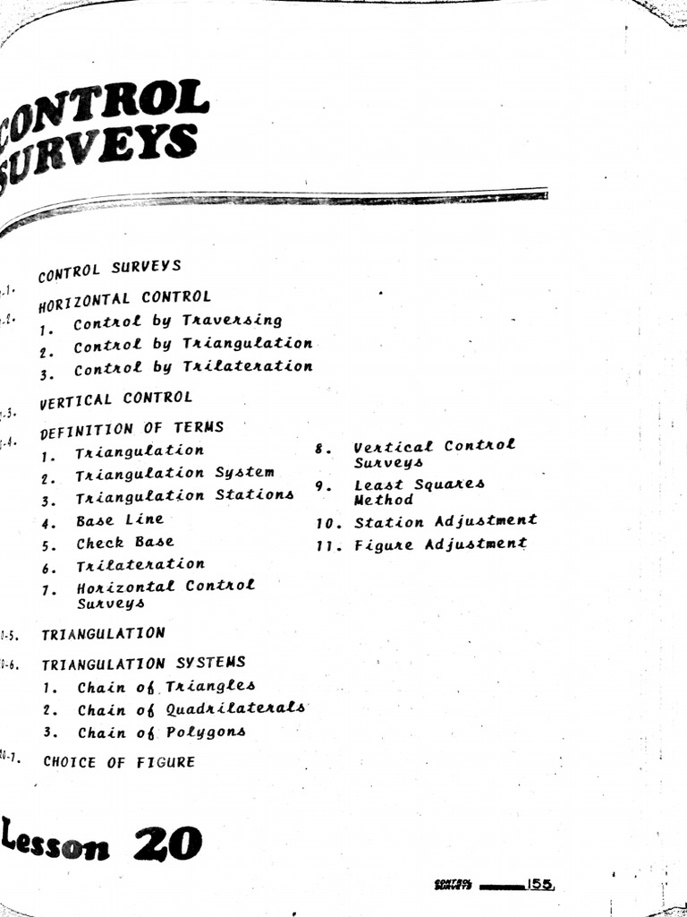 Control Surveys: Methods & Definitions | PDF | Surveying | Triangle