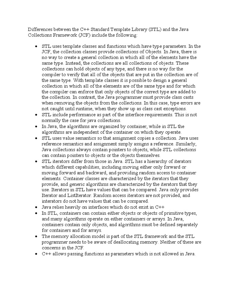 C++ STL JAVA Collections | PDF | C++ | Class (Computer Programming)