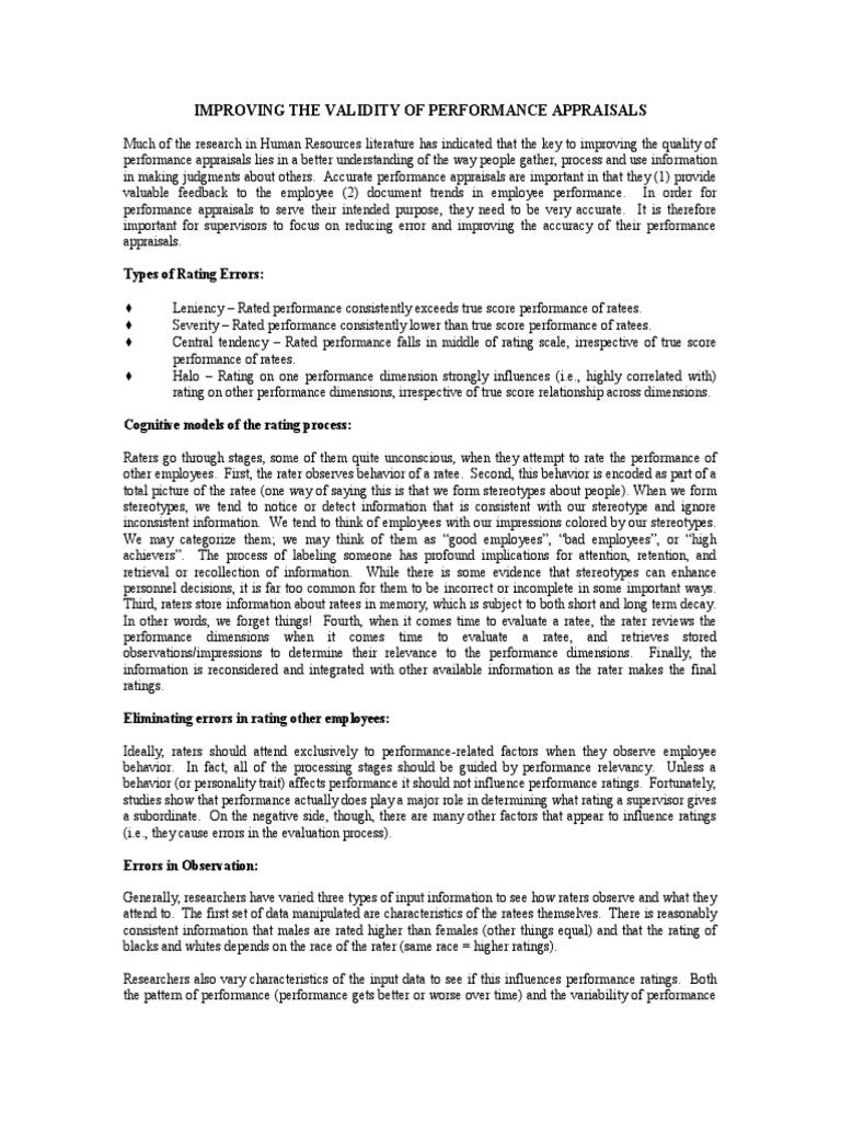 2 6 Improving The Validity of Performance Appraisals | PDF ...