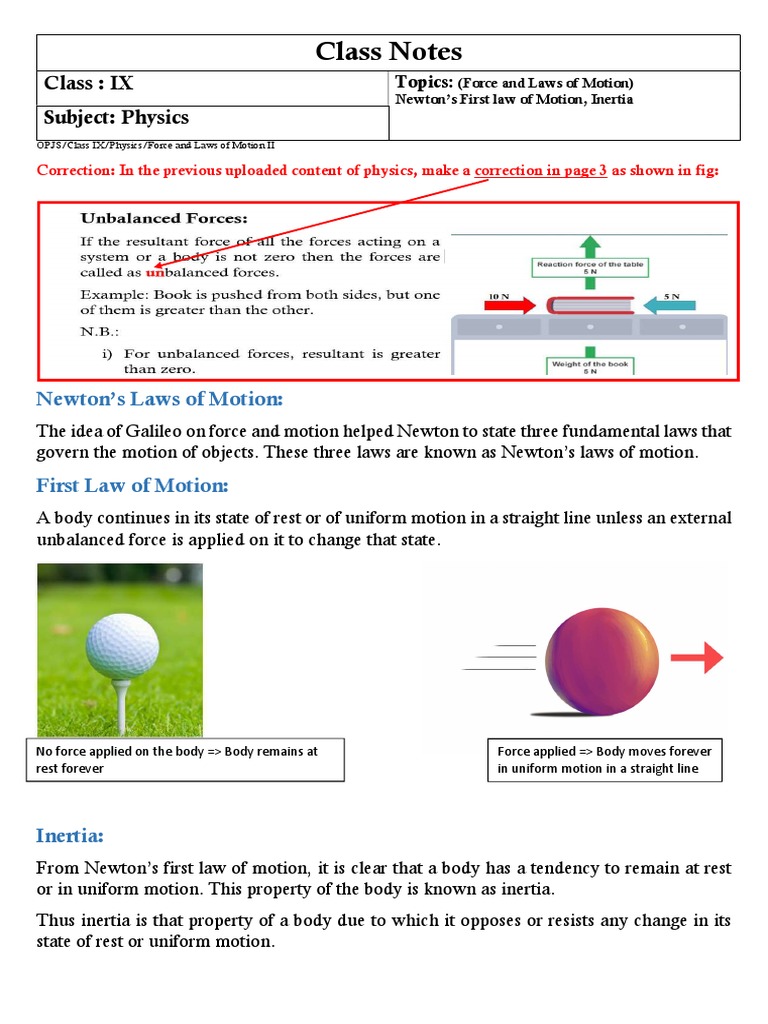 Understanding Inertia for Class 9 | PDF | Inertia | Newton's Laws Of Motion