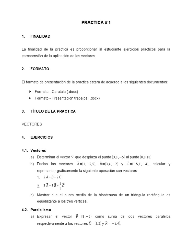 Ejercicios Prácticos de Vectores | PDF | Vector Euclidiano | Triángulo