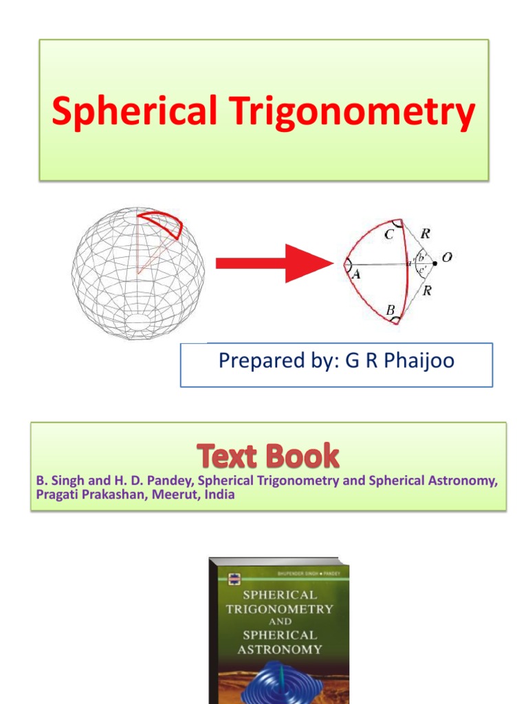 Lecture On Spherical Trigonometry PDF Sphere Triangle
