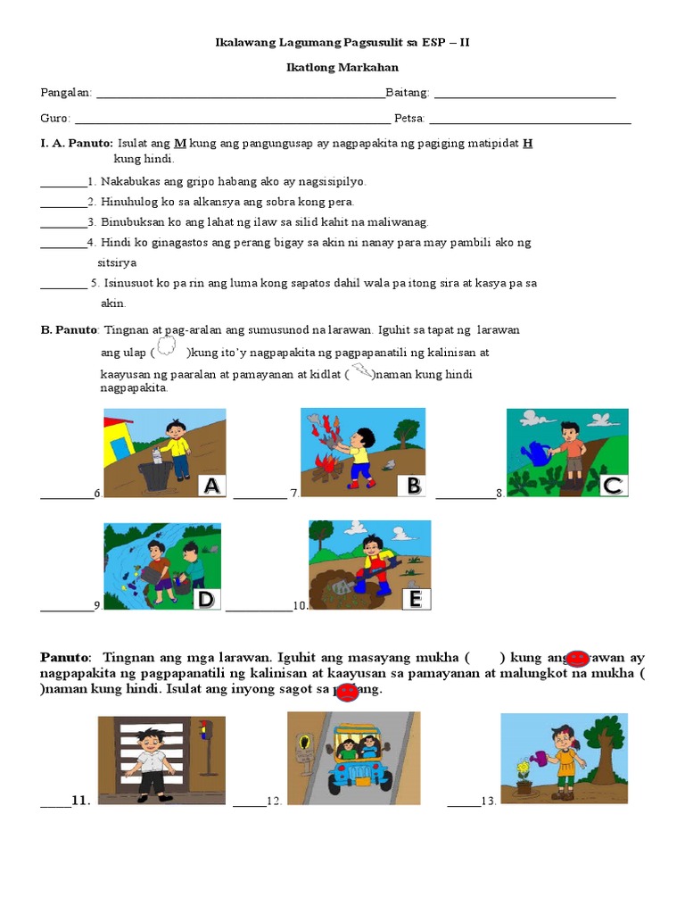 2nd Summative Test in ESP 3rd Quarter | PDF