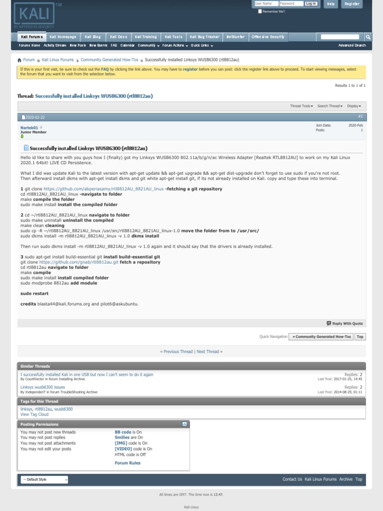 Successfully Installed Linksys WUSB6300 (Rtl8812au) PDF