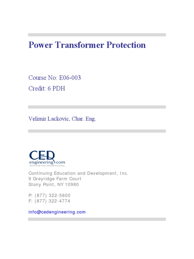 Power Transformer Protection PDF Transformer Fuse (Electrical)