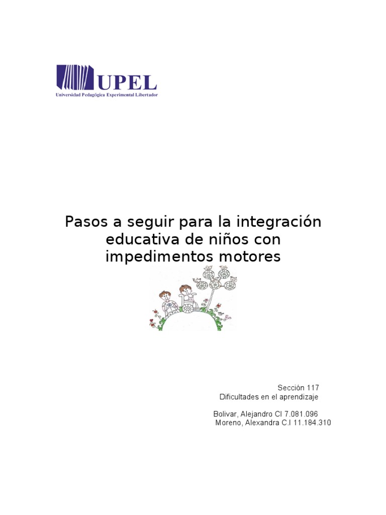 Integración educativa de niños con discapacidad motora | PDF ...