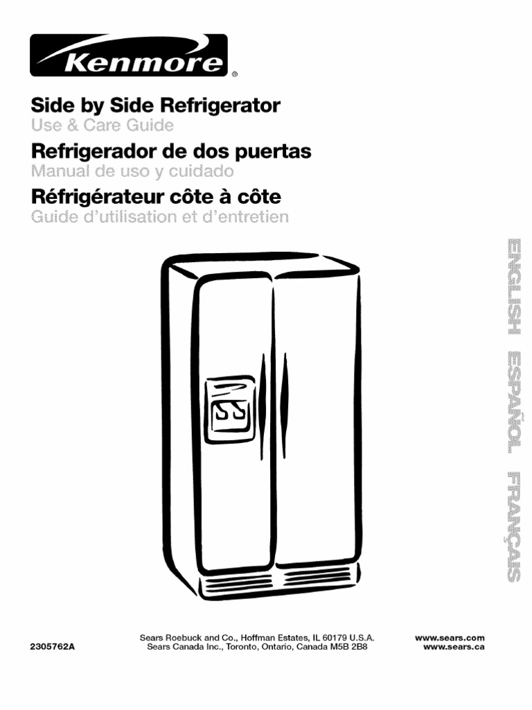 Kenmore (Whirlpool) "Coldspot" Refrigerator Manual - Model 106.56249400 |  Refrigerator | Ice