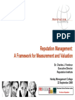 Reputation Management: A Framework For Measurement and Valuation