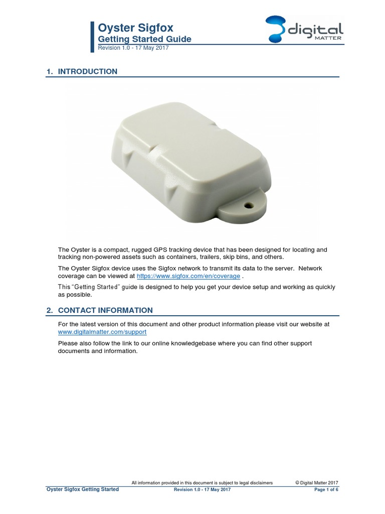 Oyster Sigfox Getting Started Guide | PDF | Computer Network | Global ...