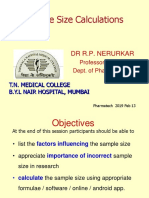 Sample Size Calculations: DR R.P. Nerurkar