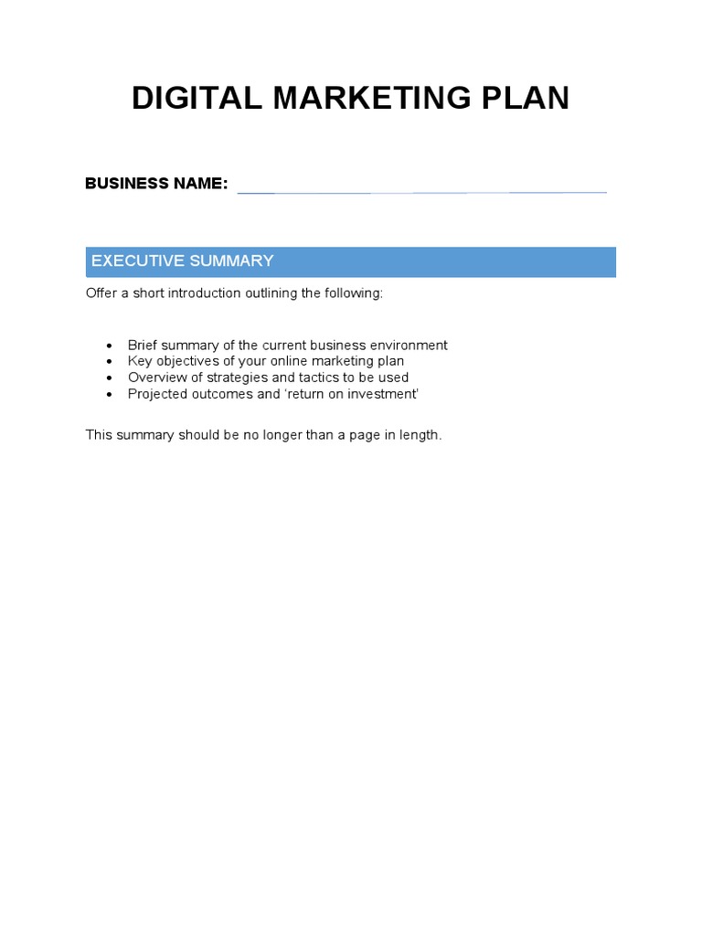 Digital Marketing Plan Overview | PDF | Swot Analysis | Digital Marketing