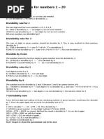 Divisibility Rules For Numbers 1 - 20