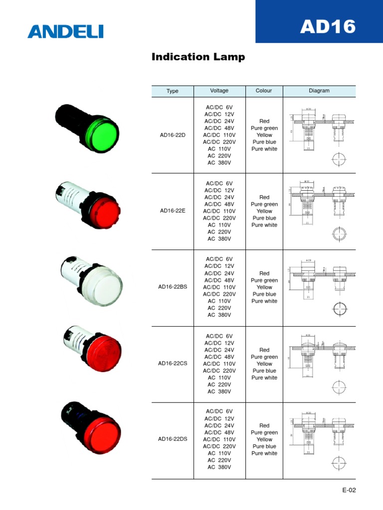 AD16-22D Indication Lamp Details | PDF