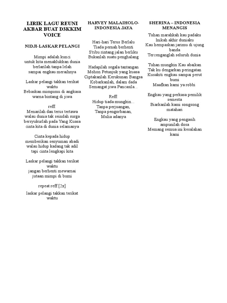 Lirik Lagu Dan Chord Lagu Indonesia Jaya Arsia Lirik