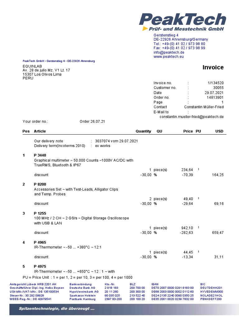 Invoice for Equipment Purchase | PDF | Banking | Financial Services