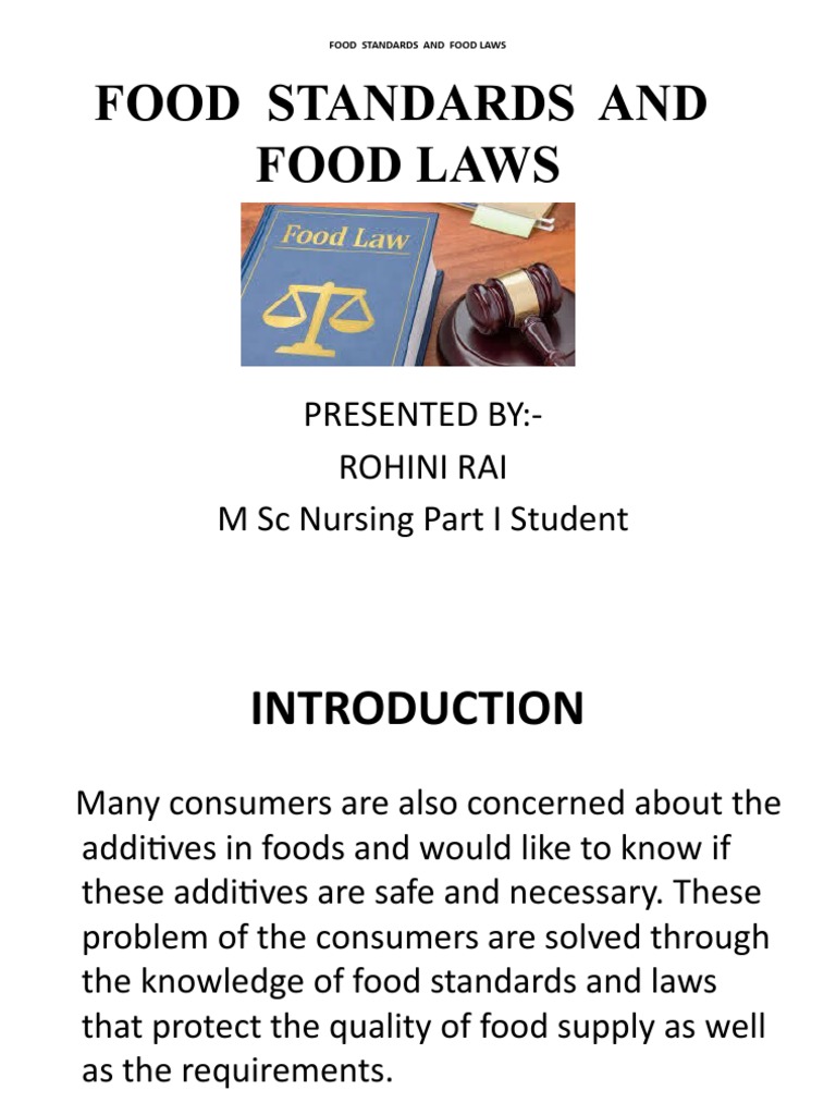 Food Standards and Food Laws PDF Foods Government
