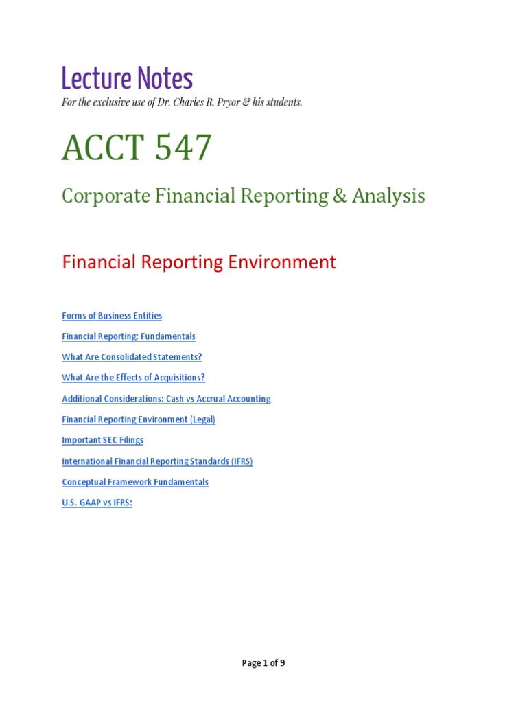 Corporate Financial Reporting Overview | PDF | International Financial ...