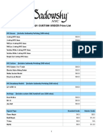 2021 CUSTOM ORDER Price List