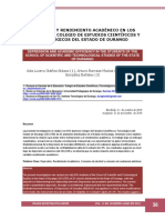 Depresión Y Rendimiento Académico en Los Alumnos Del Colegio de Estudios Científicos Y Tecnológicos Del Estado de Durango