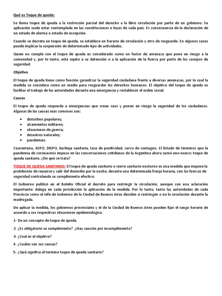 Qué Es Toque de Queda | PDF | Seguridad Pública | Ley Pública