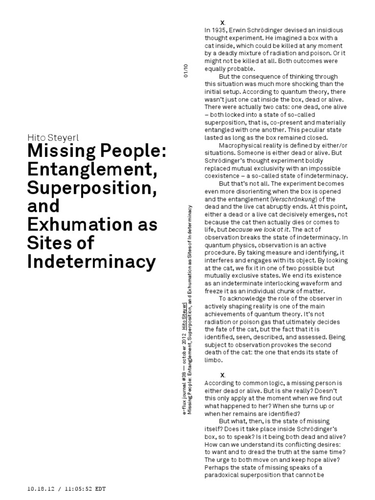 Missing Persons and Quantum Indeterminacy | PDF | Quantum Entanglement ...
