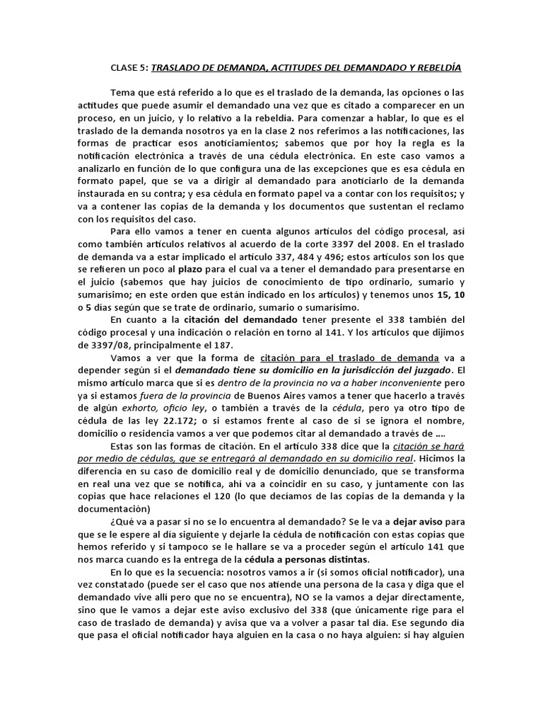 Traslado de La Demanda PDF Demanda judicial Ley procesal