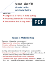 Chapter-1 (Con'd) : Fundamentals of Metal Cutting Force and Power in Metal Cutting