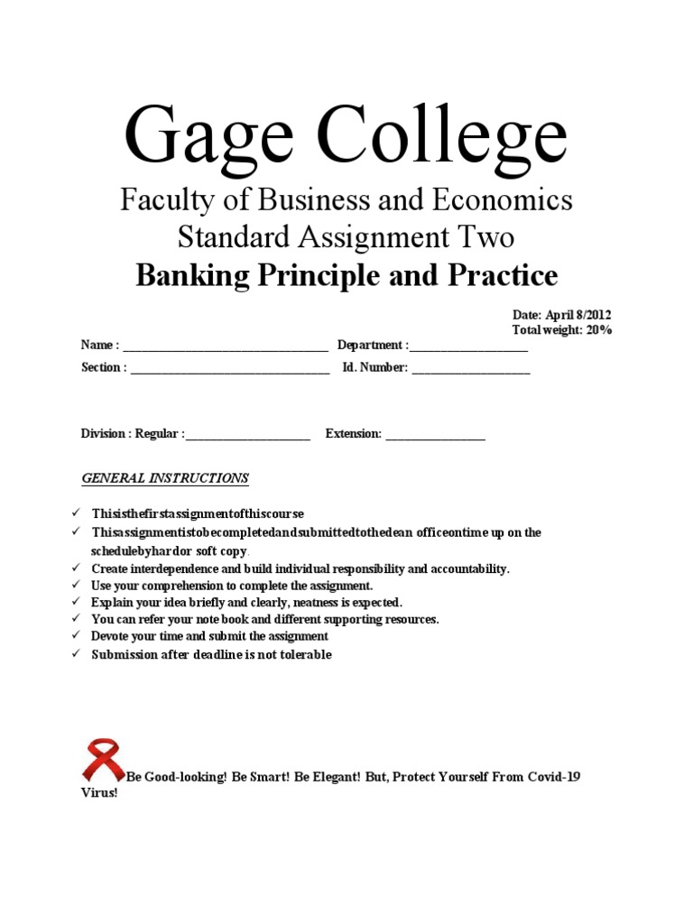 Banking Principles Assignment Guide | PDF | Career & Growth | Business