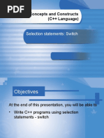 Programming Concepts and Constructs (C++ Language) : Selection Statements: Switch