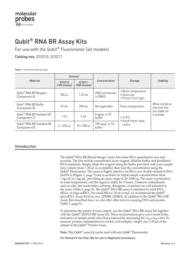 Qubit Rna BR Assay Ug PDF Reverse Transcription Polymerase Chain Reaction Northern Blot