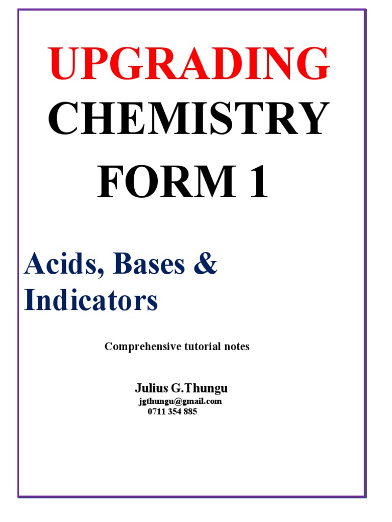 Acids, Bases and Indicators PDF Ph Acid