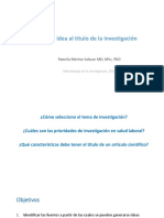 Idea y Título de La Investigacion Cientifica