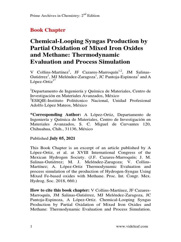 Chemical Looping Syngas Production by Partial Oxidation of Mixed Iron ...