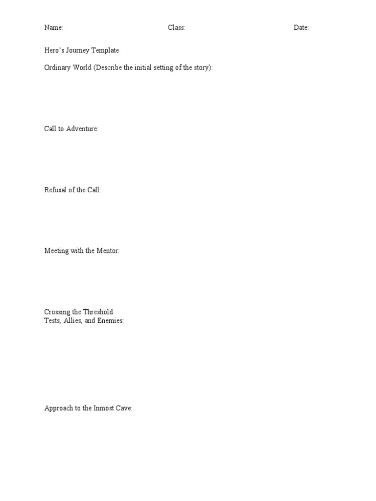 Hero's Journey Outline Template | PDF | General Fiction