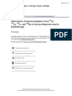 Attenuation of Gamma Radiation From 60co 137Cs 192ir and 226ra in Various Materials Used in Radiotherapy