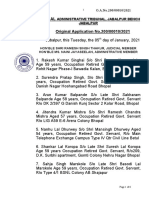 O.A.No.200/00010/2021 Administrative Tribunal, Jabalpur Bench Jabalpur