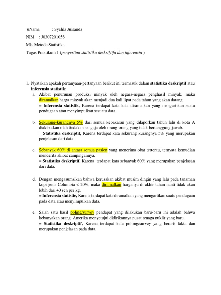 Analisis Statistika Deskriptif dan Inferensia | PDF