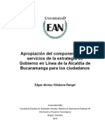 Apropiación Del Componente TI de Lña Estrategia de Gobierno en Linea de La Alcaldia de Bucaramanga