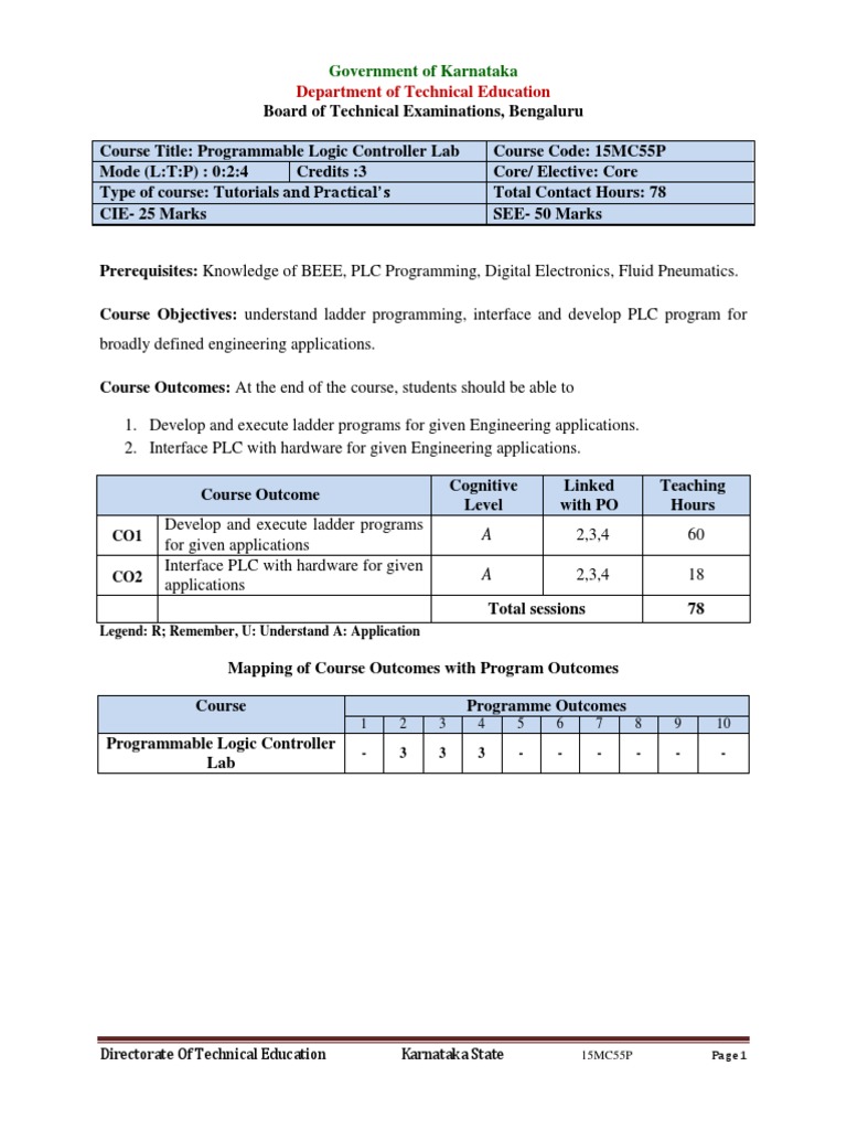 5.programable Logic Controller Lab | PDF | Programmable Logic ...