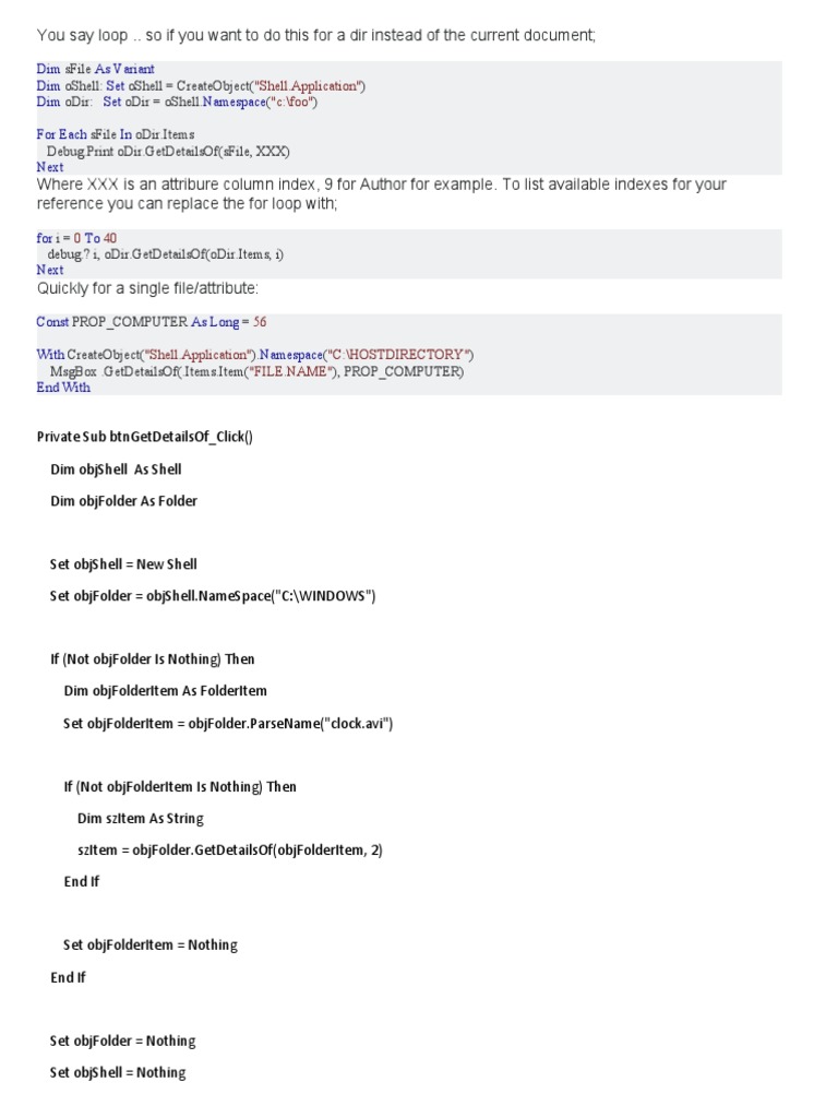 "Shell Application" "C/foo" Dim As Variant Dim Set Dim Set