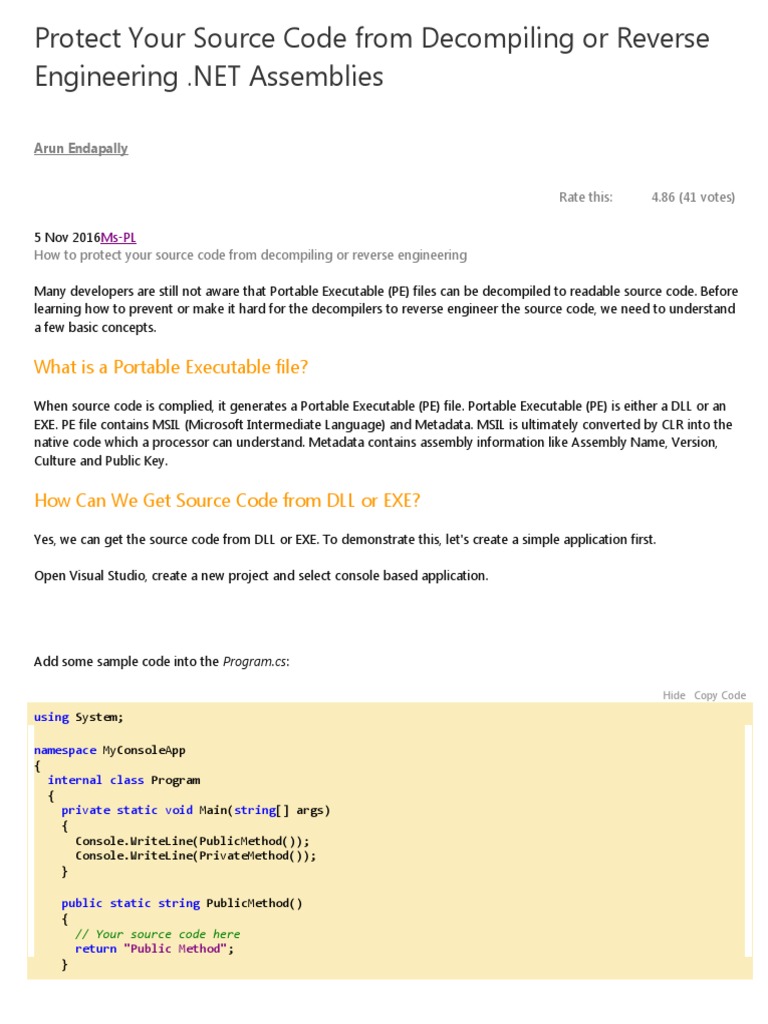 Protect Your Source Code From Decompiling or Reverse Engineering | PDF ...