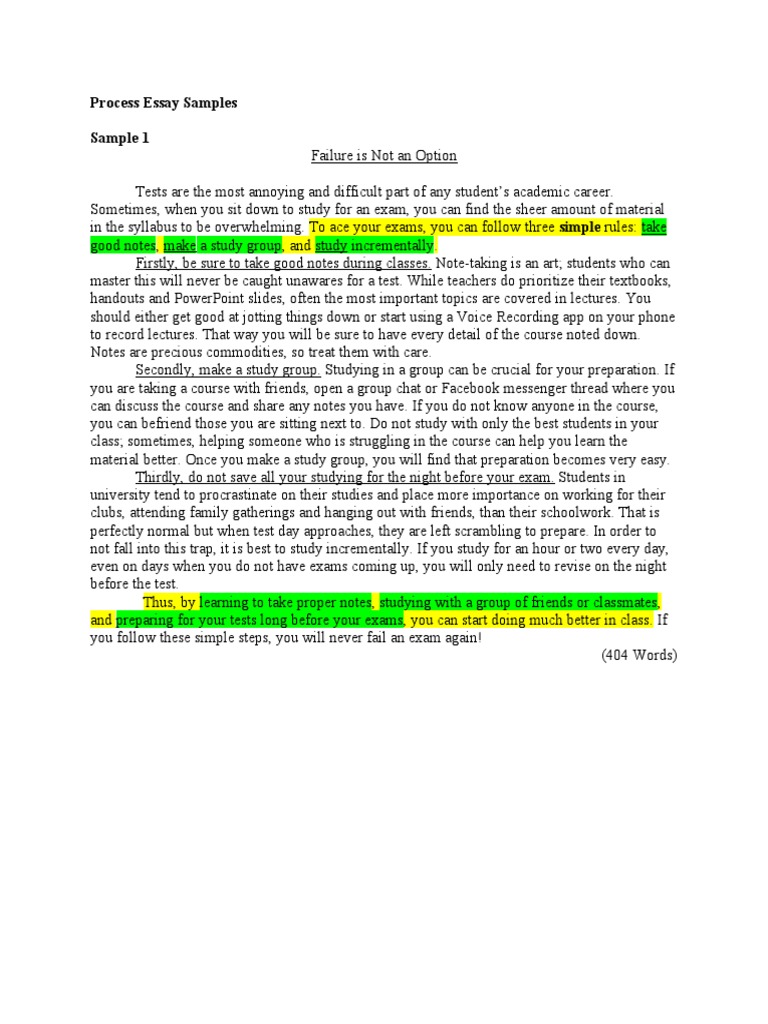 sample process essay pdf