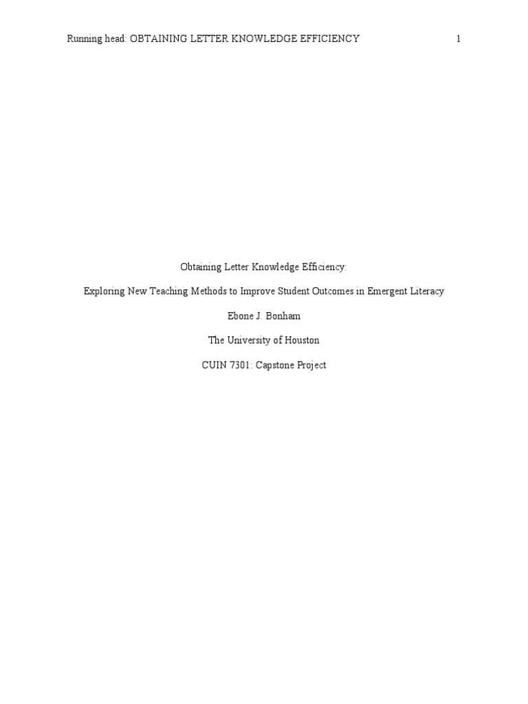 Lit Review Final Draft Ebonham | PDF | Literacy | Early Childhood Education