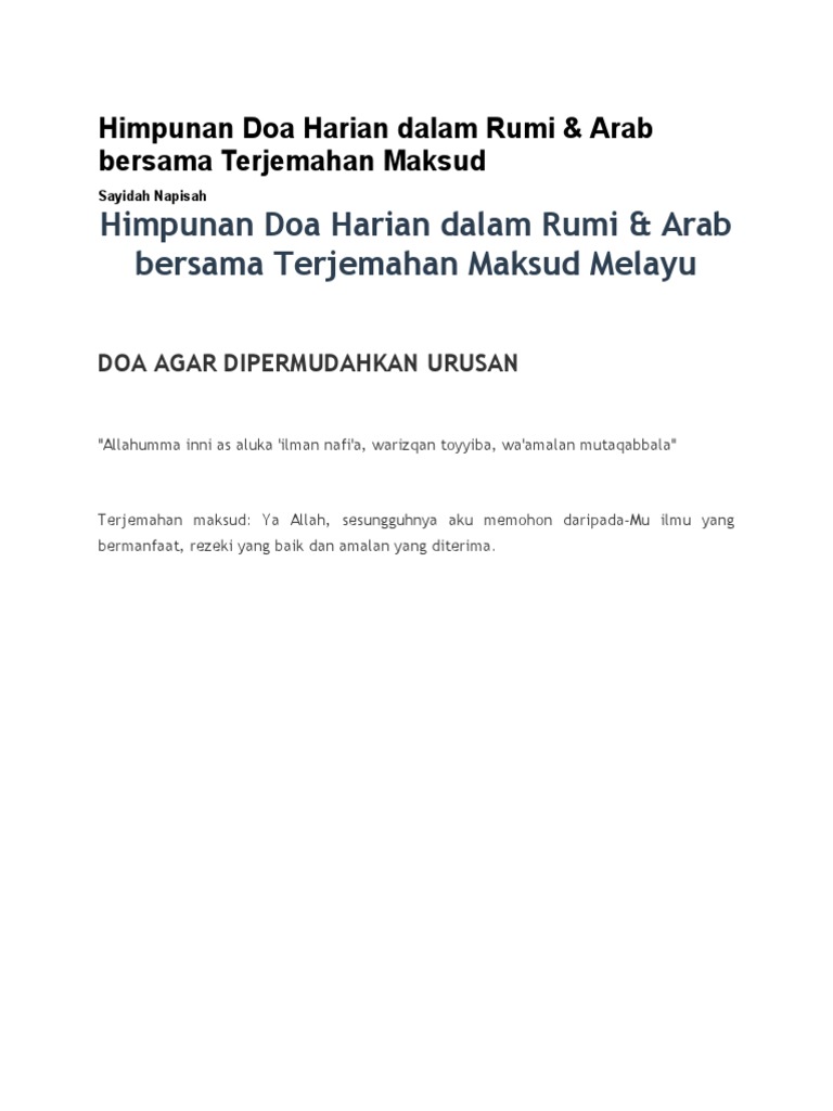 Himpunan Doa Harian Dalam Rumi | PDF